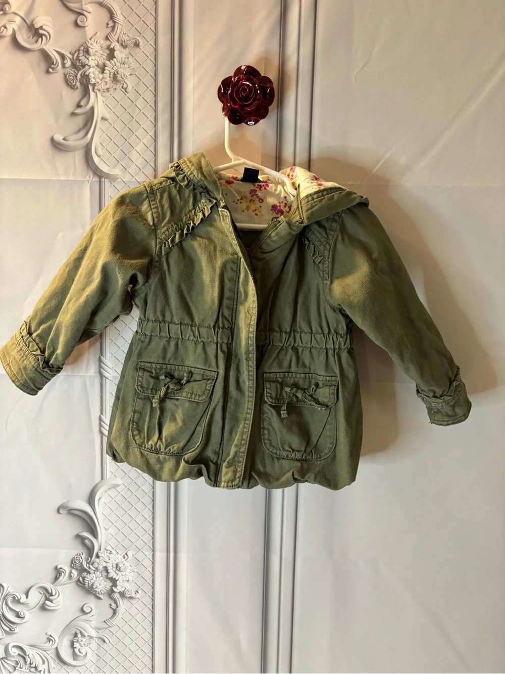 Baby Gap Olive Green Toddler Girl’s Hooded Jacket, Size 18-24 Months